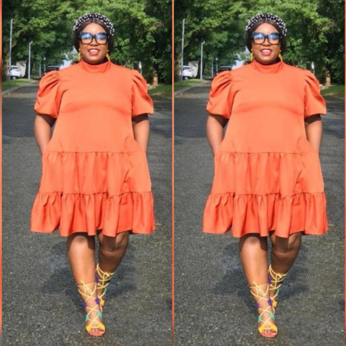 Puff Short Sleeve Bubble Dress