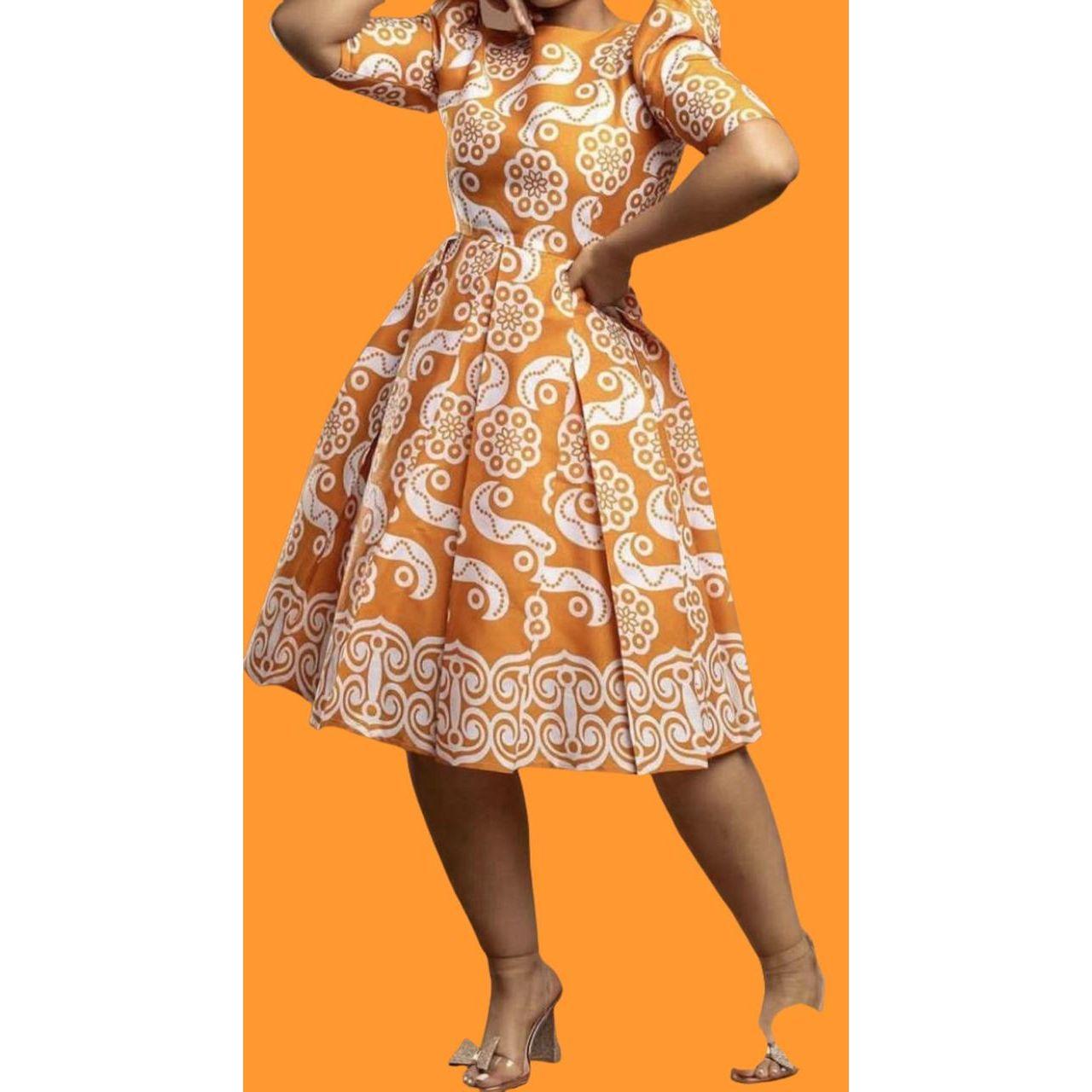 Woman’s Short Sleeve Ankara Dress.