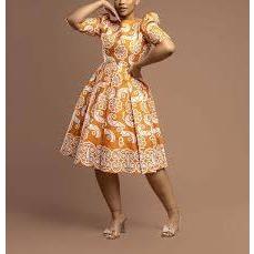 Woman’s Short Sleeve Ankara Dress.