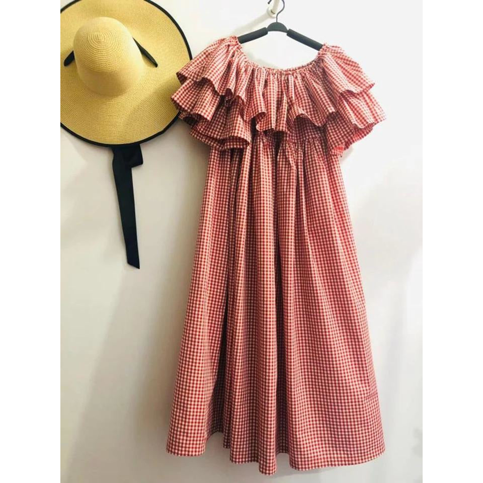 Ruffles Plaid Dress