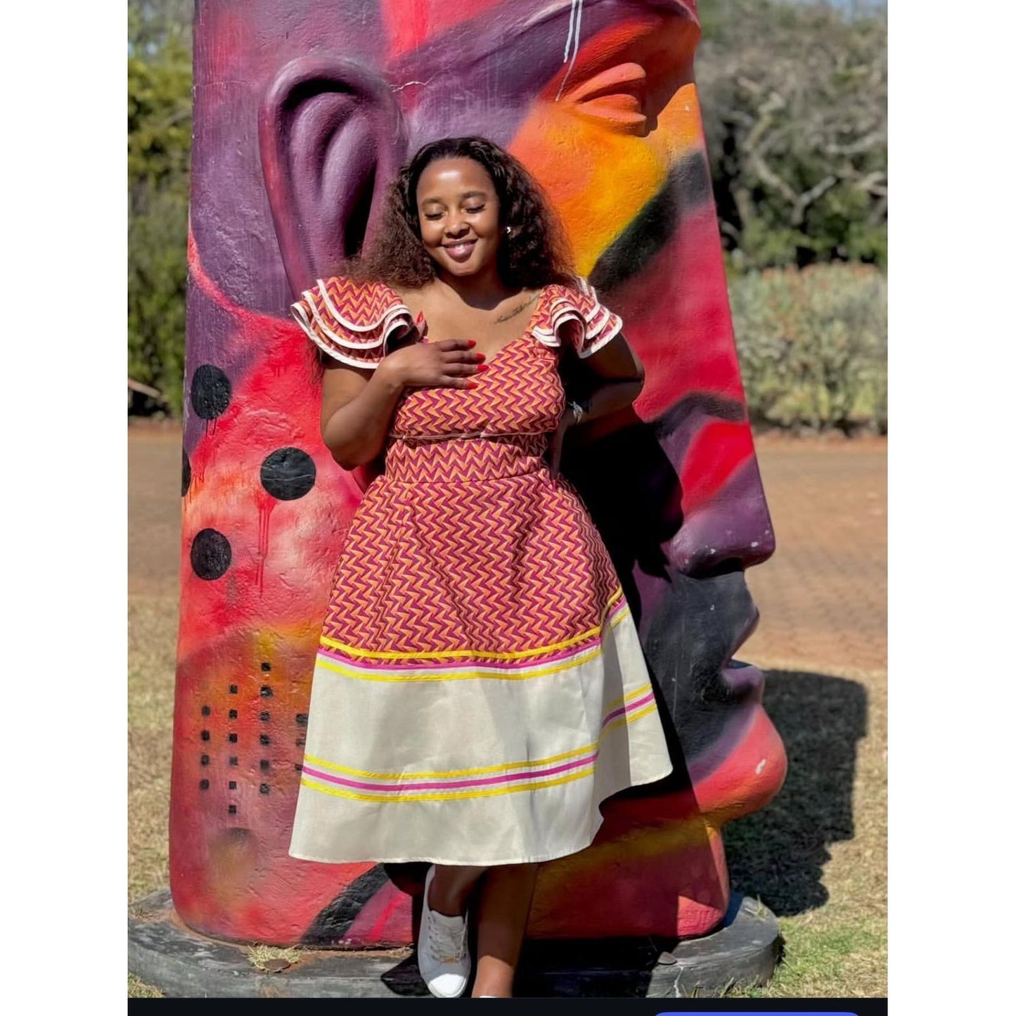 Sepedi Traditional Design Dress with Long Slit