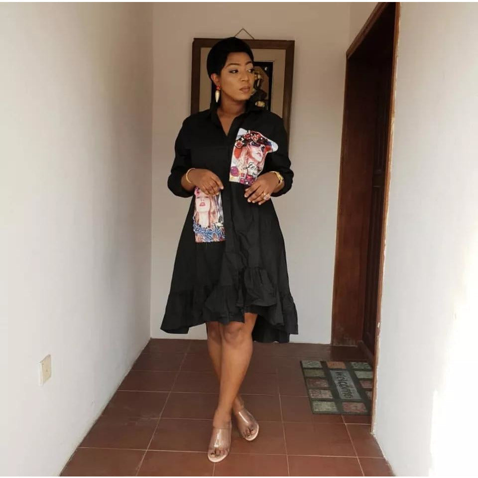 Character Print Shirt Dress