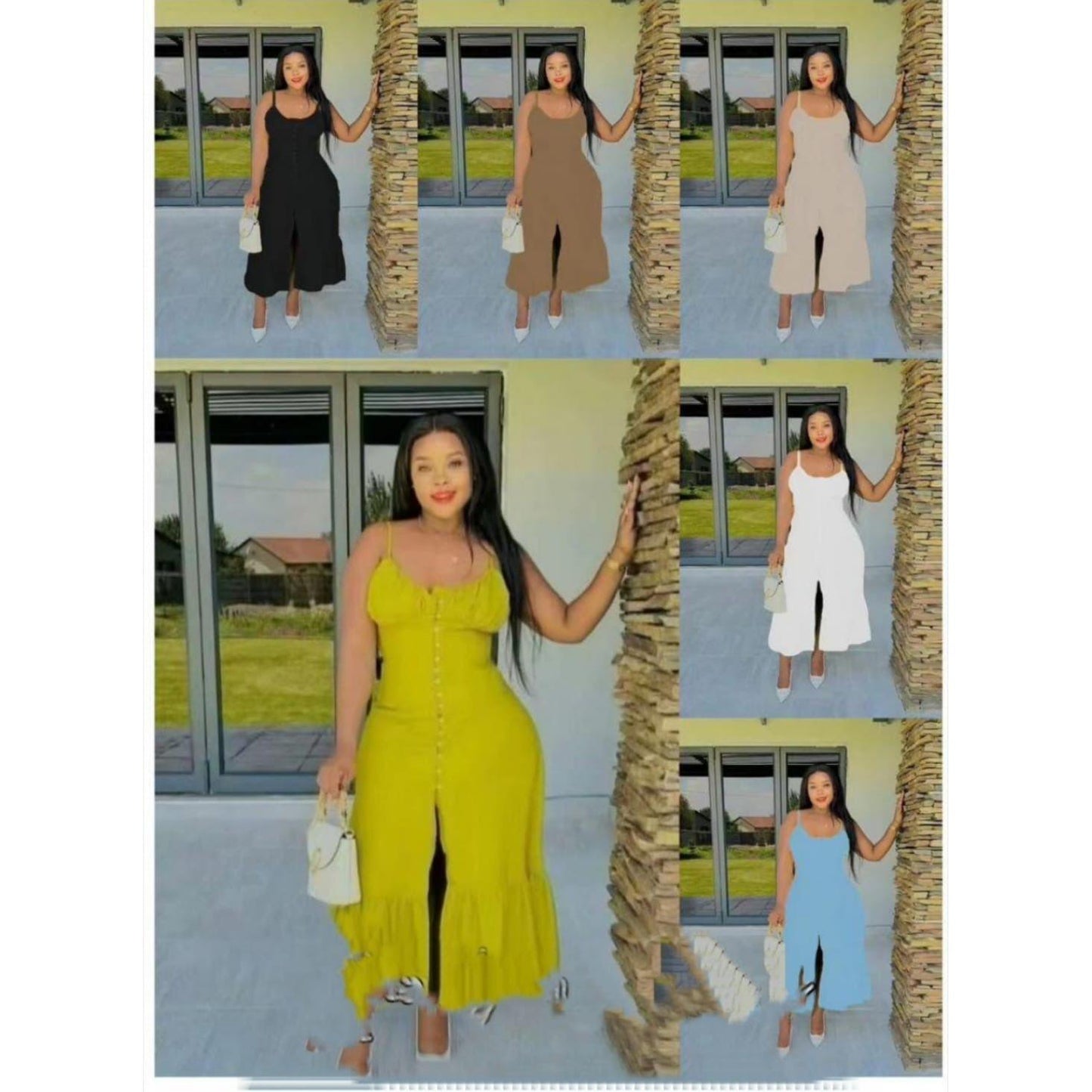 Buttoned Short Sleeve Slit Dress.