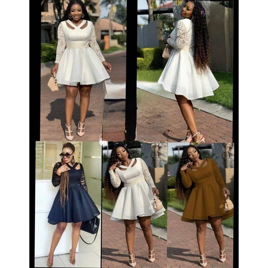 Hallow out Long-sleeve Bubble Dress