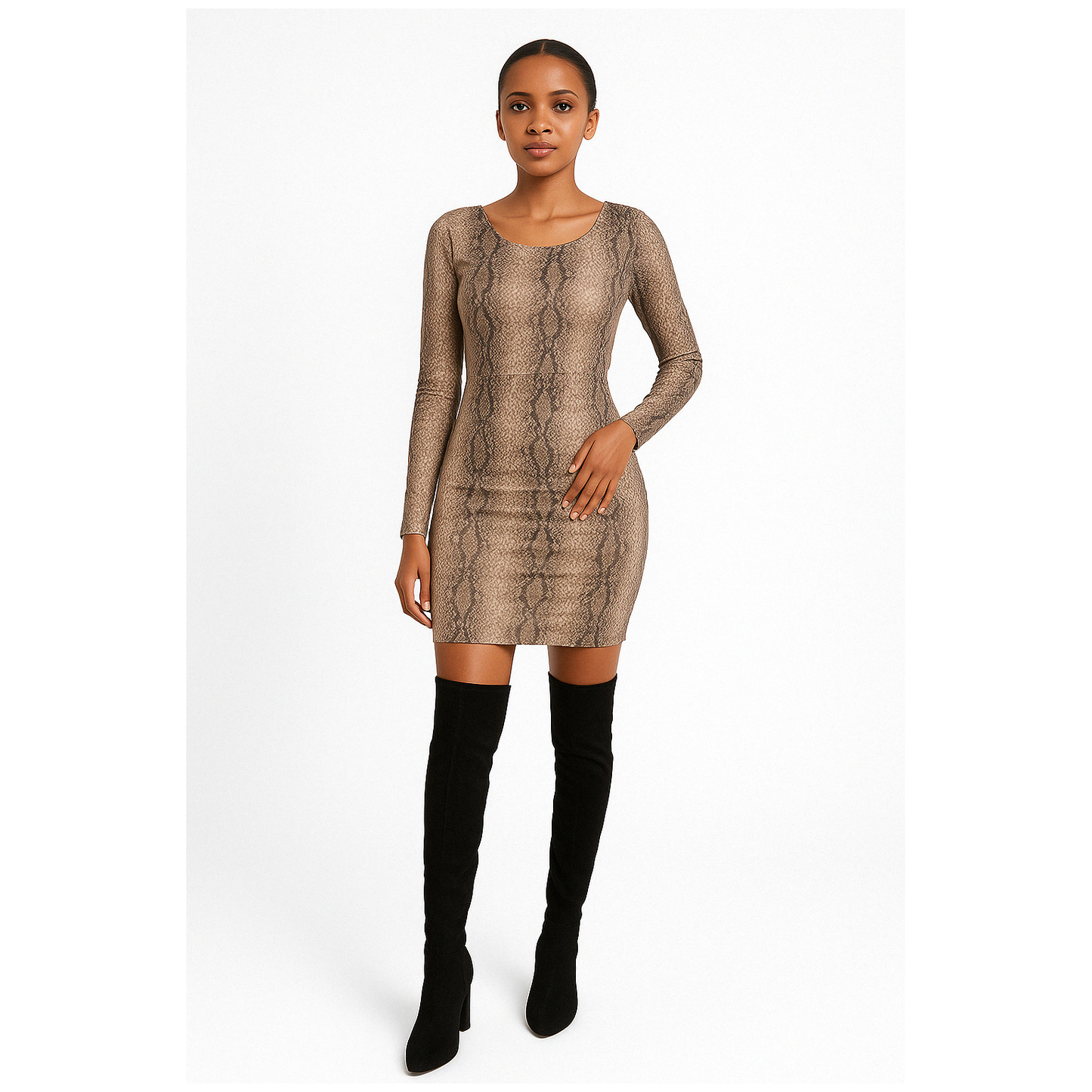 Long sleeve Snake Print Dress
