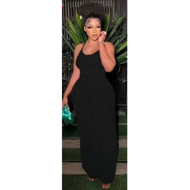 Sleeveless Halter Maxi Dress