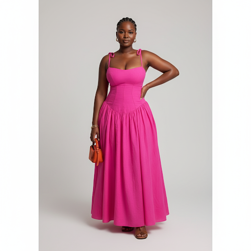 Plain Colour Ruched Cami Black Long Dress