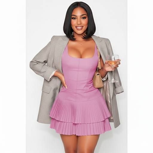 Plain Color Dream Girl Pleated Dress