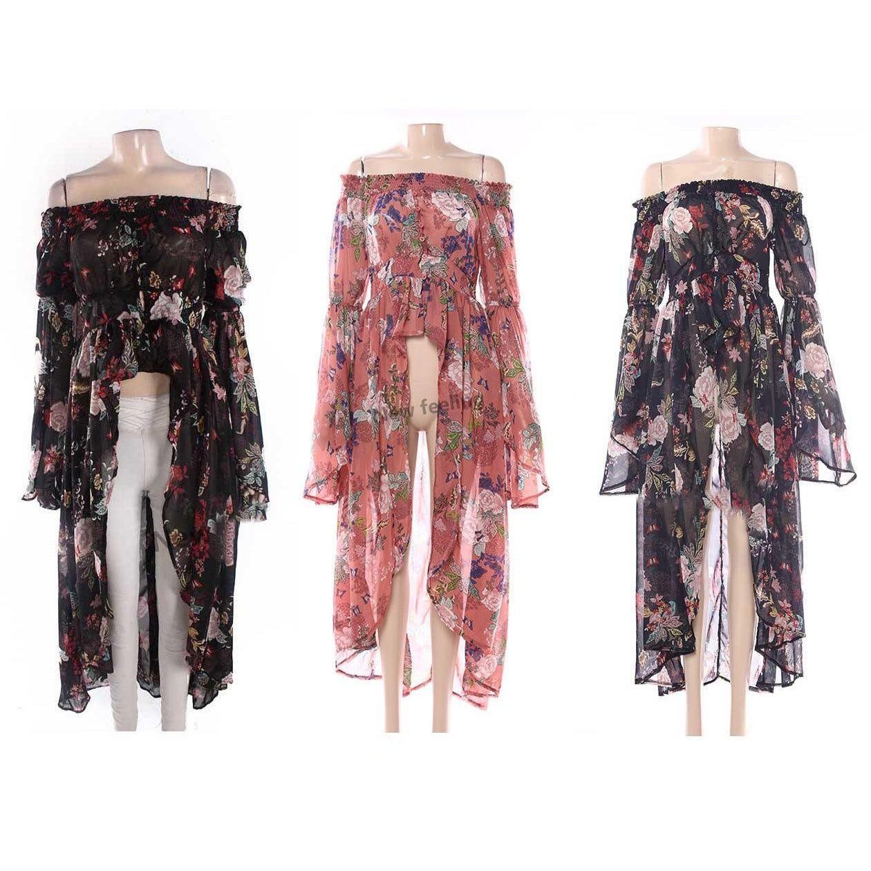 Off Shoulder High-Low Floral Top Dress