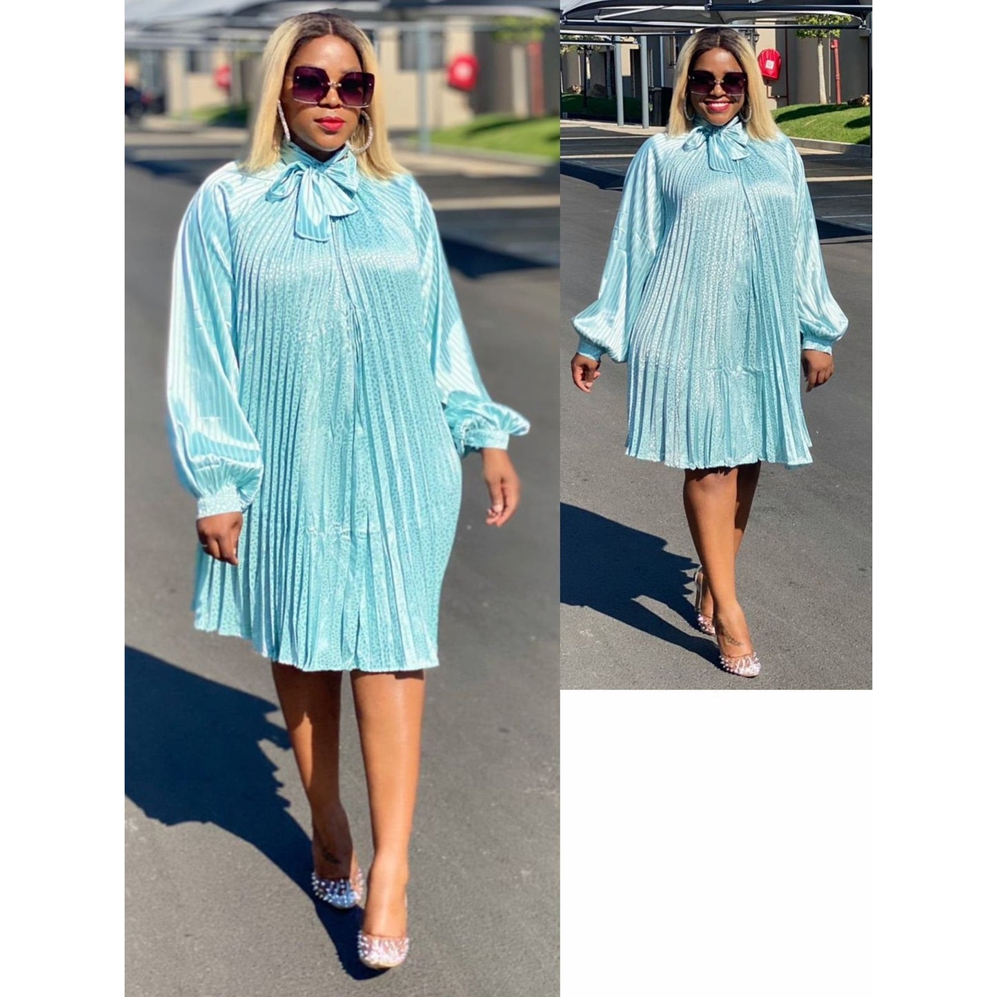 Glitter Long Sleeve Mini Bubble Dress