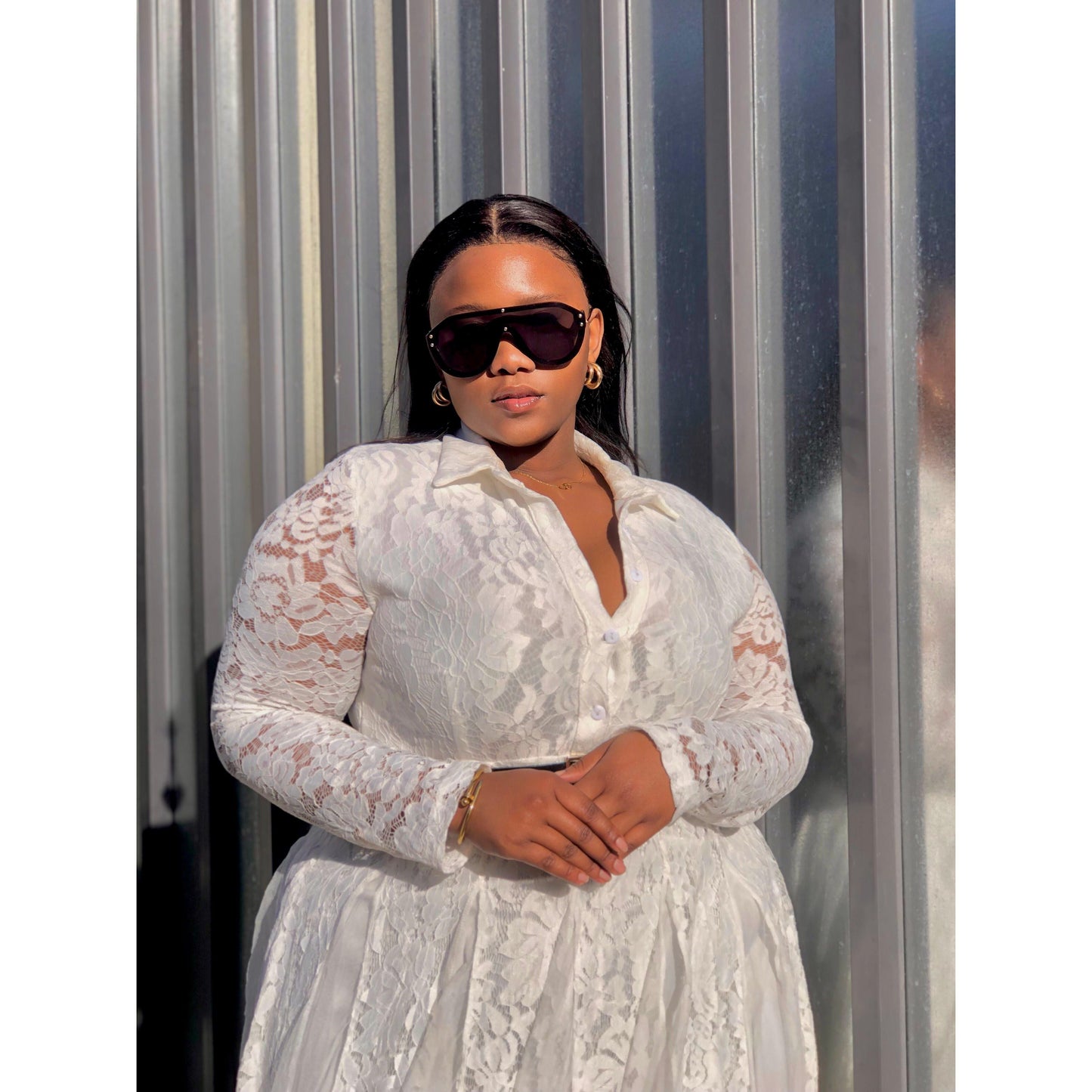 Pleated Lace Vintage Dress