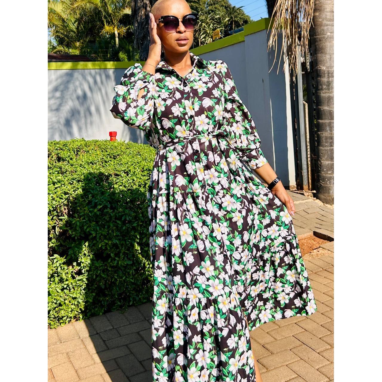 Vintage V-Neck Floral Dress