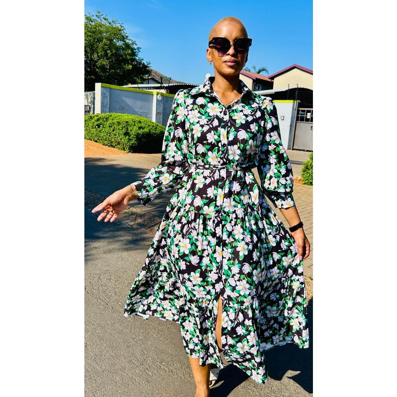 Vintage V-Neck Floral Dress