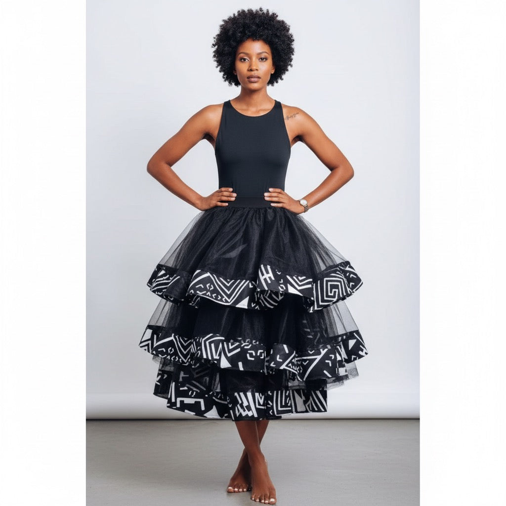 Sleeveless Lace Round Neck Step Pattern Midi Dress