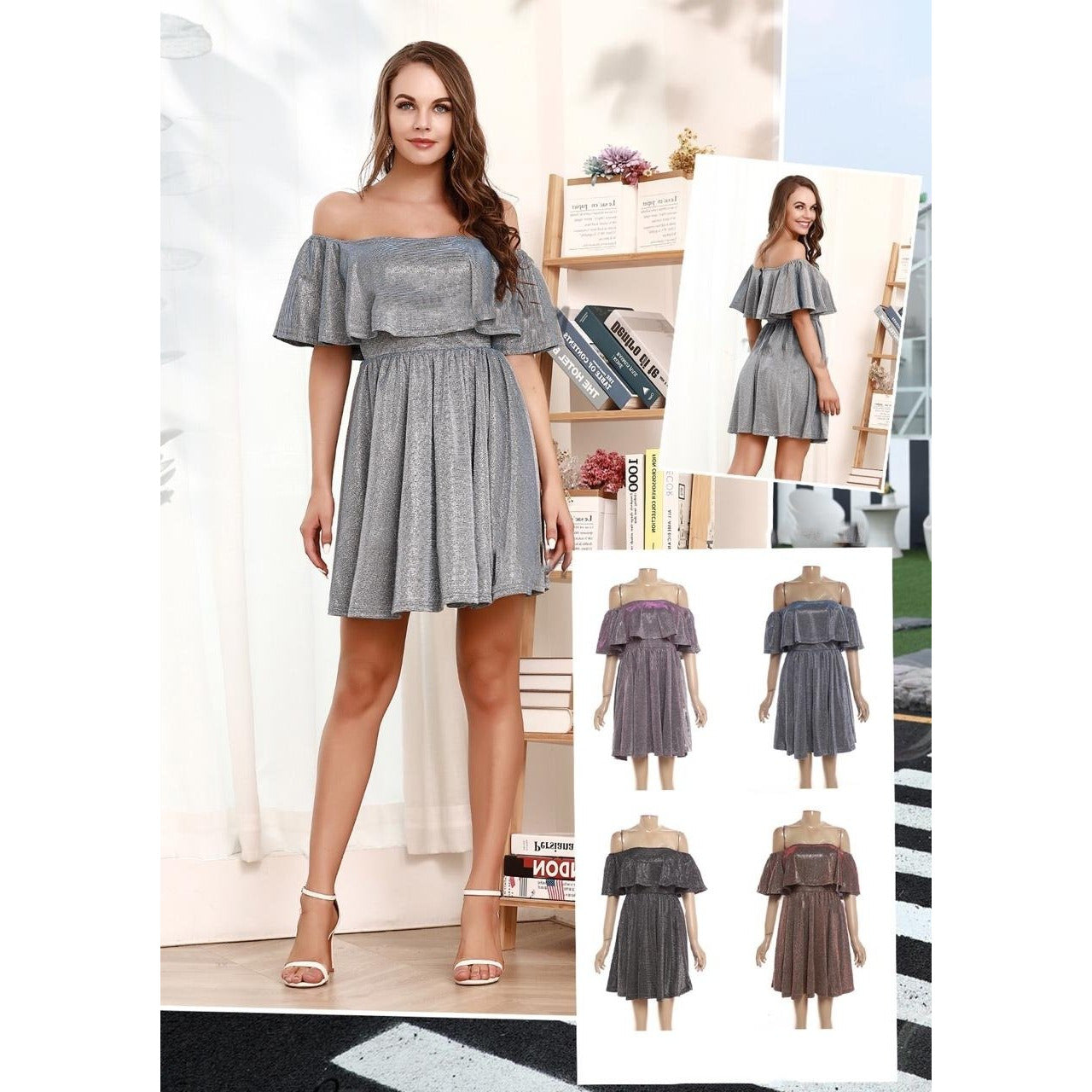 Off Shoulder Glitter Dress