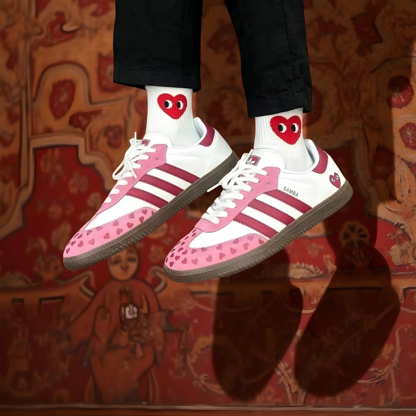 Adidas Samba Love Heart Edition – White, Red & Pink