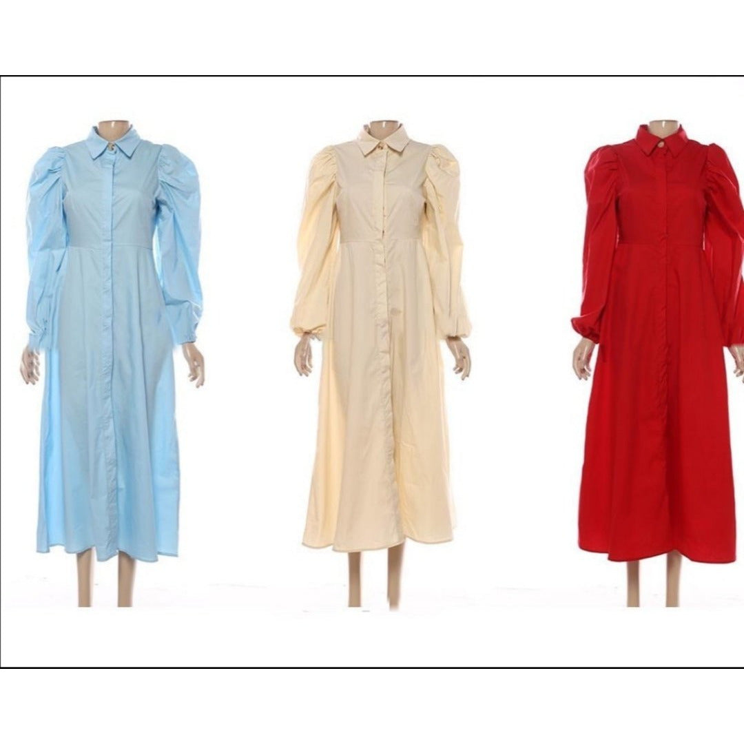 Bubble Sleeve Shirt Dress