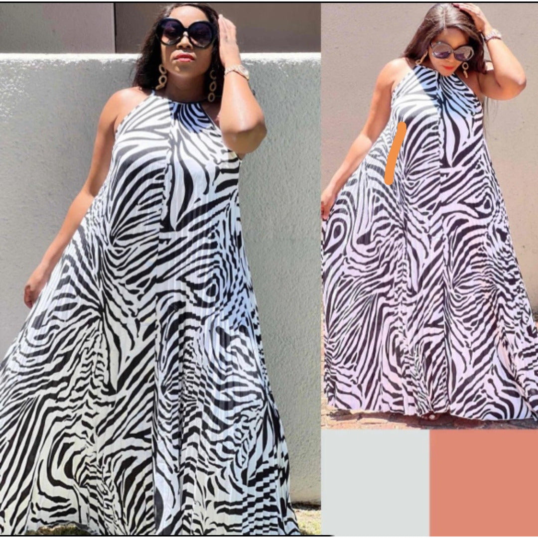 Zebra Sleeveless Maxi Dress