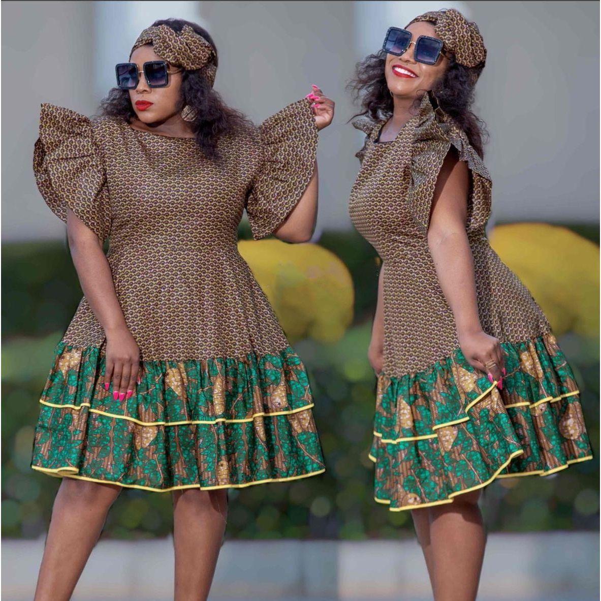 Round Neck Midi Ankara Dress