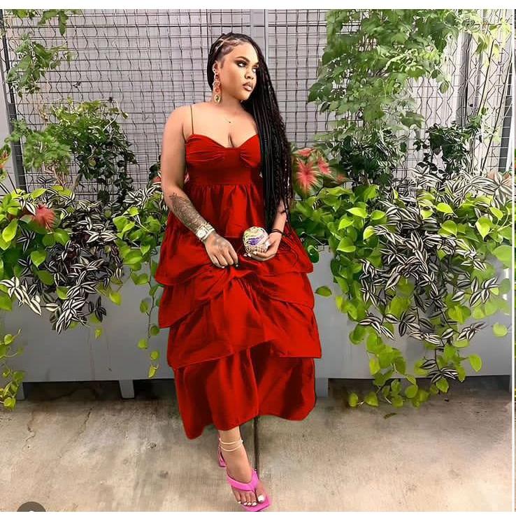 Cup Detail Strappy Tiered Maxi Dress.