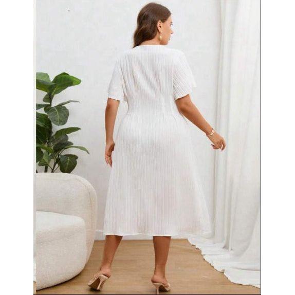 Button Down Short Sleeve Shirt Midi Dress