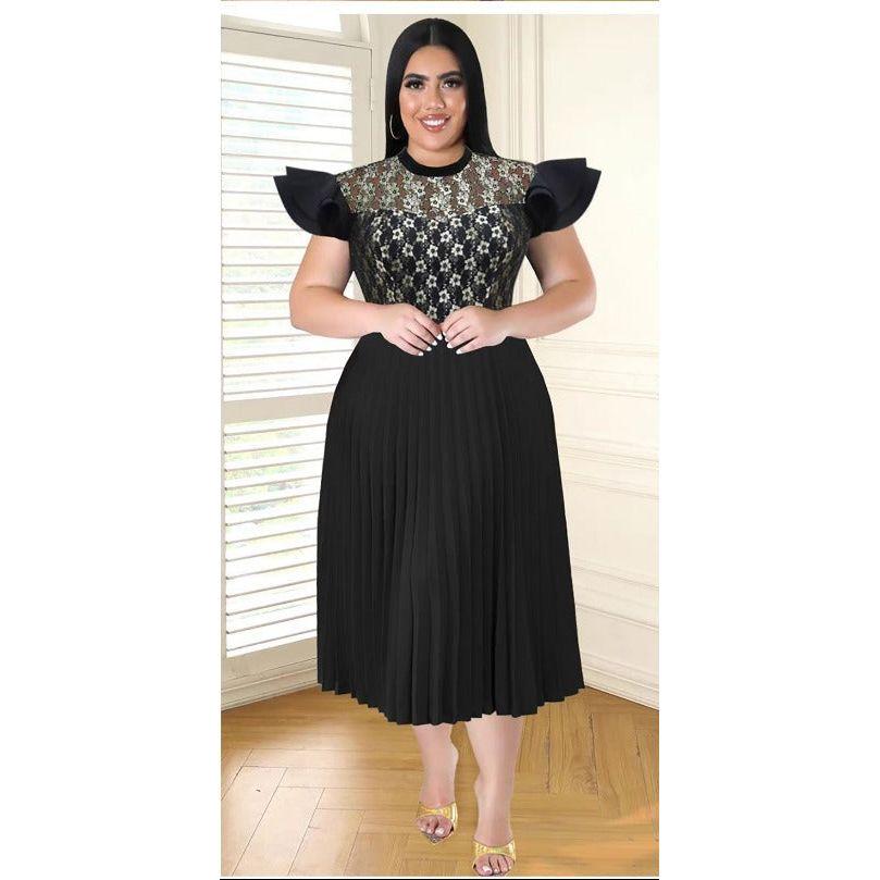 Plus Size Elegant Formal Pleated Dress