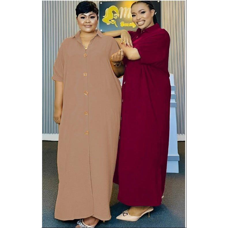 Plus Size Buttoned Shirt Dress