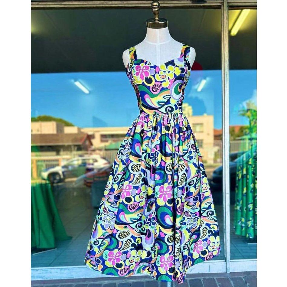 Printed Duchess Satin Maxi Dress