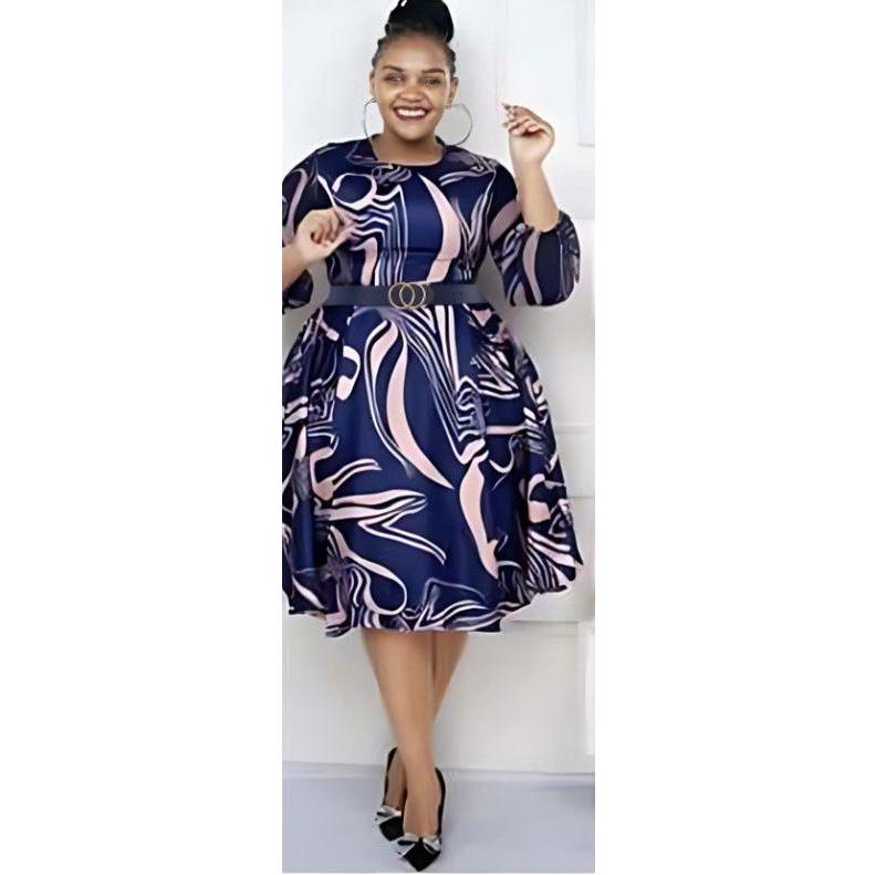 Printed Vintage Style Fashion Midi Dress