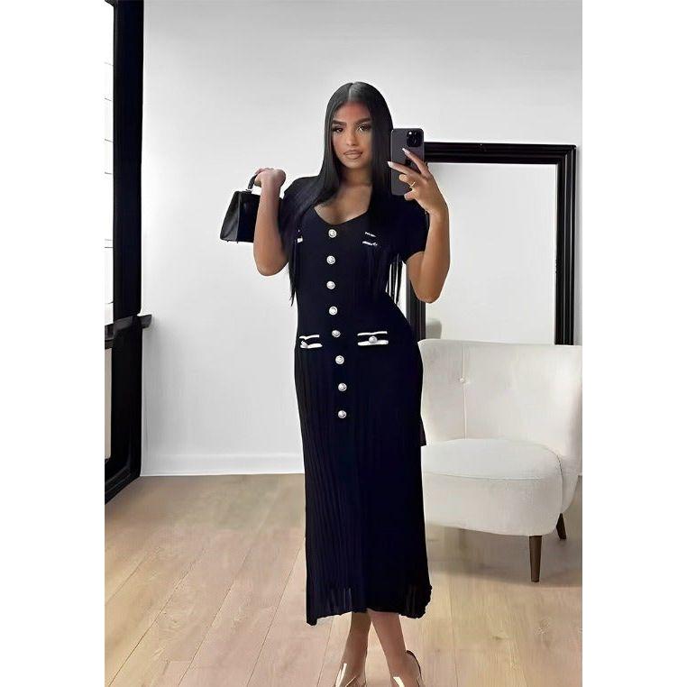 Women's Knit Short Sleeve V-Neck Casual Maxi Dresses