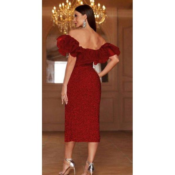 Off-Shoulder Sequins Short Prom Dress With Slit Party Gowns