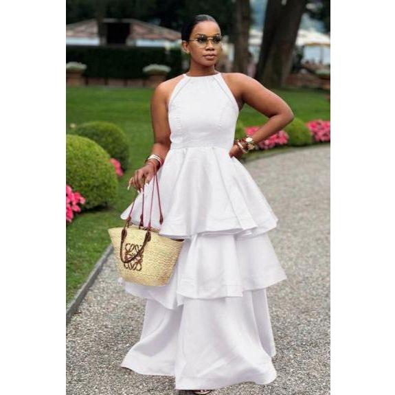 Halter Neck Sleeveless A-Line Layered Dress