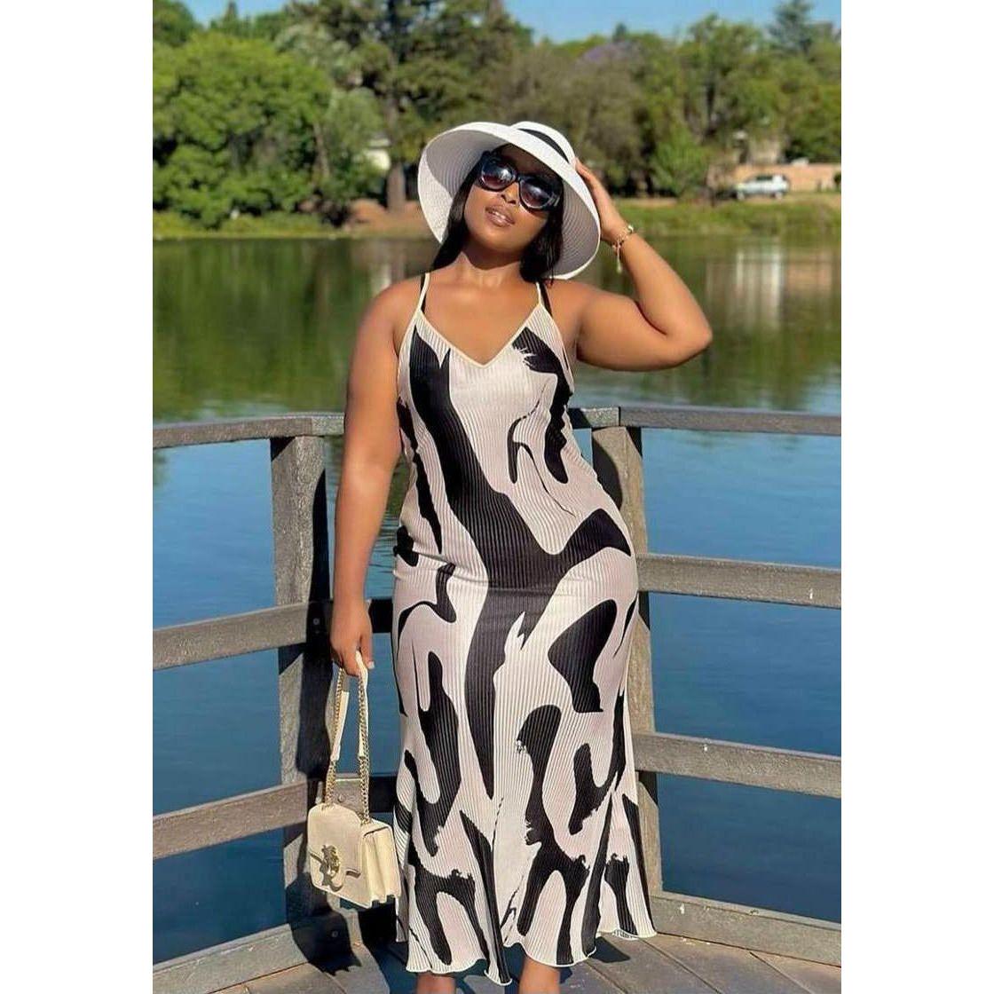 Sleeveless Zebra Animal Print Fit and Flare Dress