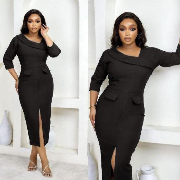Women's Business Slit Bodycon Midi Dress