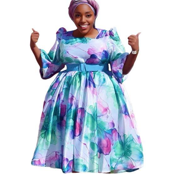 Floral Pleated Print Fit and Flare Midi Dress