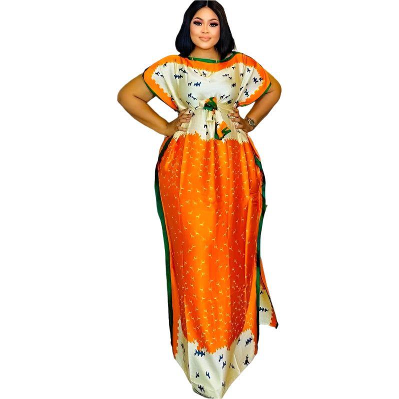 Boubou Printed Flower Loose Novelty Femme Robe