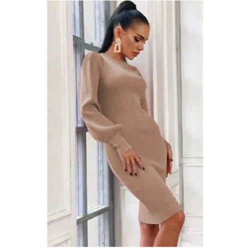 Long Sleeve Turtleneck A-Line Midi Dress