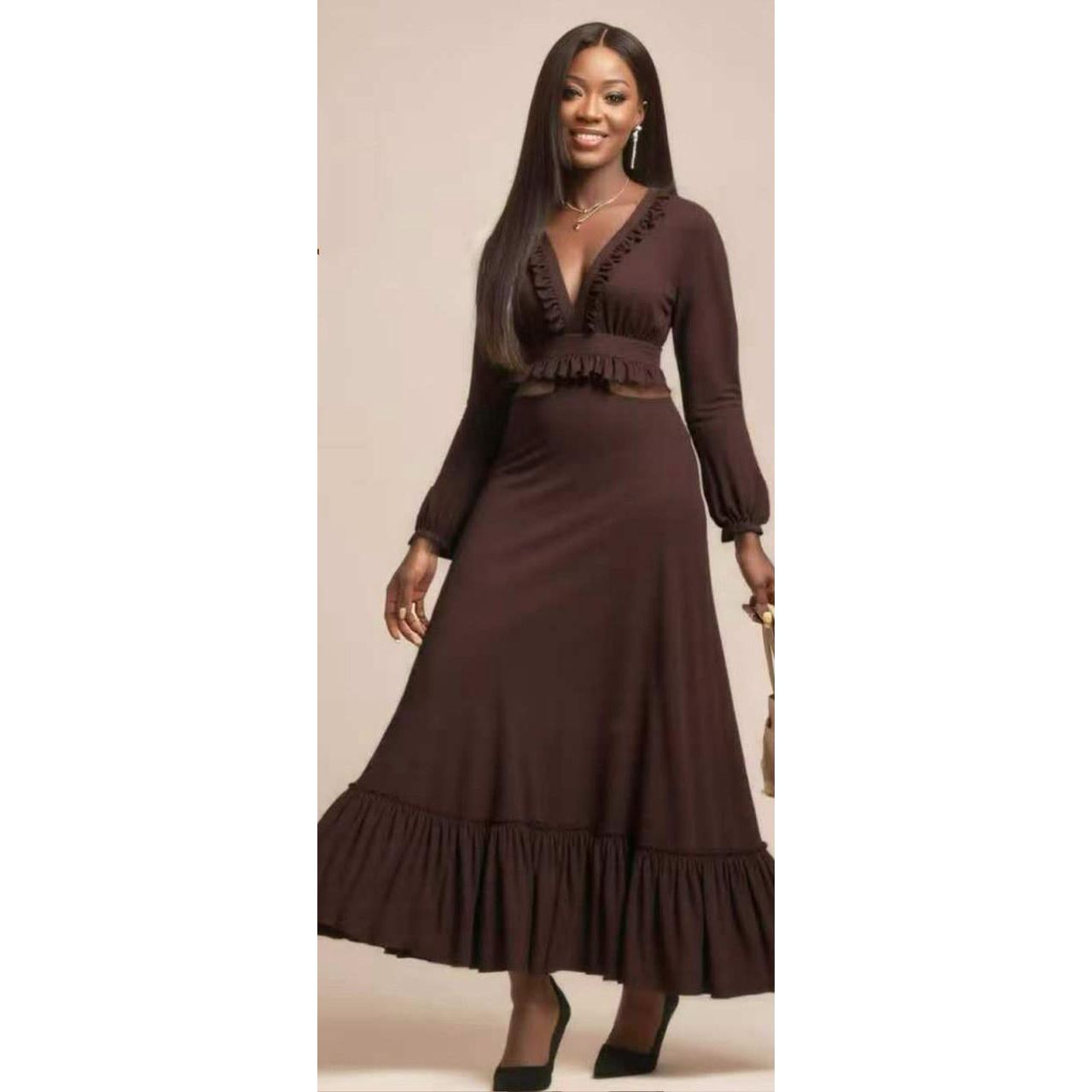 Vacation Casual Solid Color Lace Splice Dress