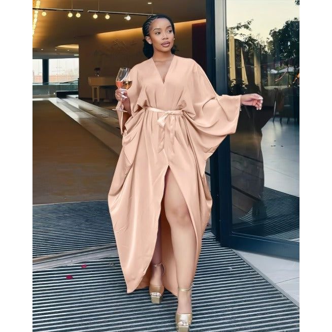 Plus Twist Front Cloak Sleeve Wrap Hem Dress.