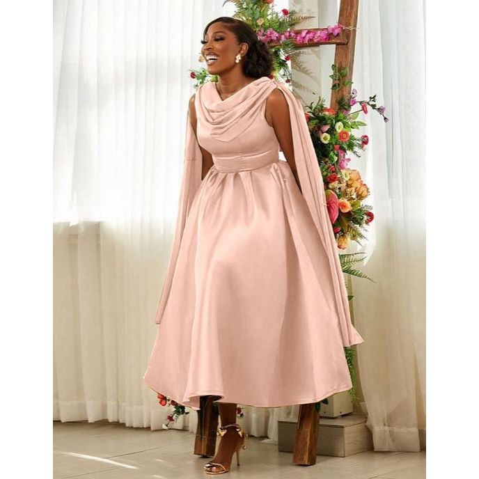 Satin A Line Maxi Homecoming Prom Dresses