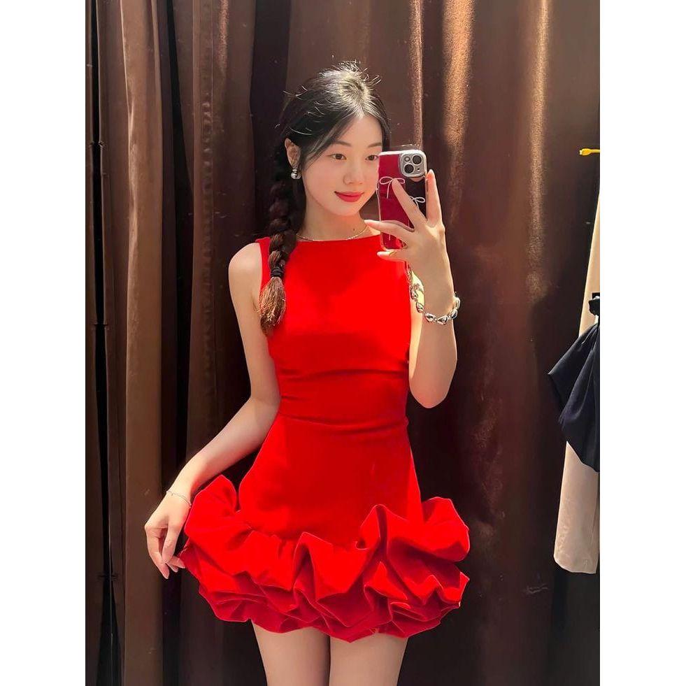 Stylish Sweet Ruffled Mini Dress No