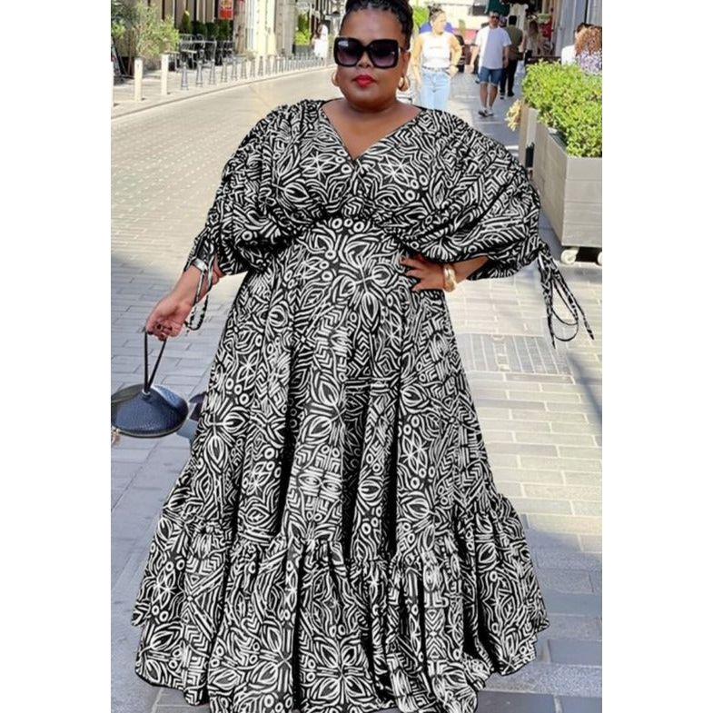 Long Sleeve V-Neck Maxi Dress