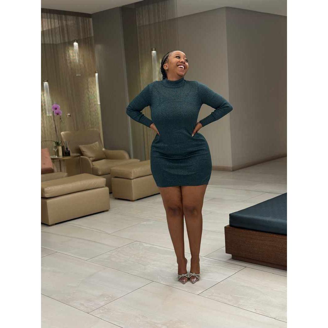 Glitter Turtleneck Mini Dress