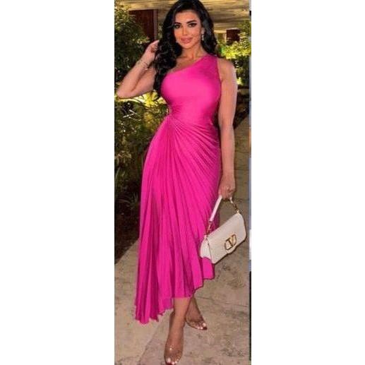 Vintage One Shoulder Sleeveless Dress