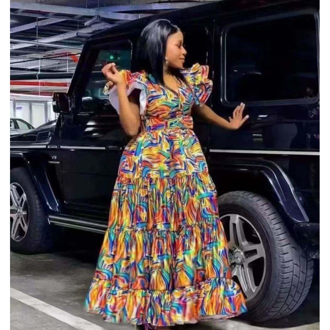 Multi-Color V-Neck Dress