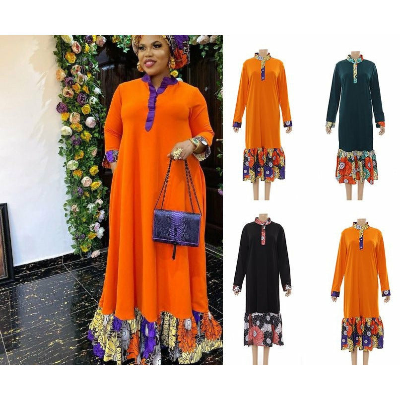 Mianda Floral Print Patchwork Maxi Dress