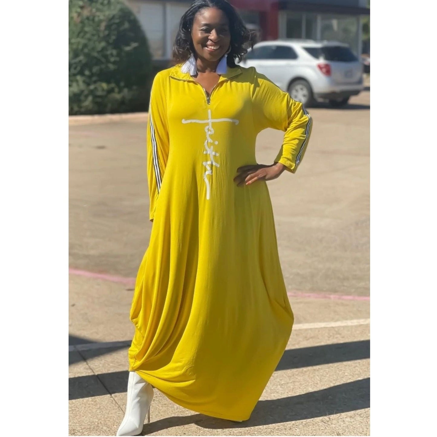 Print Long Sleeve Loose Long Dress