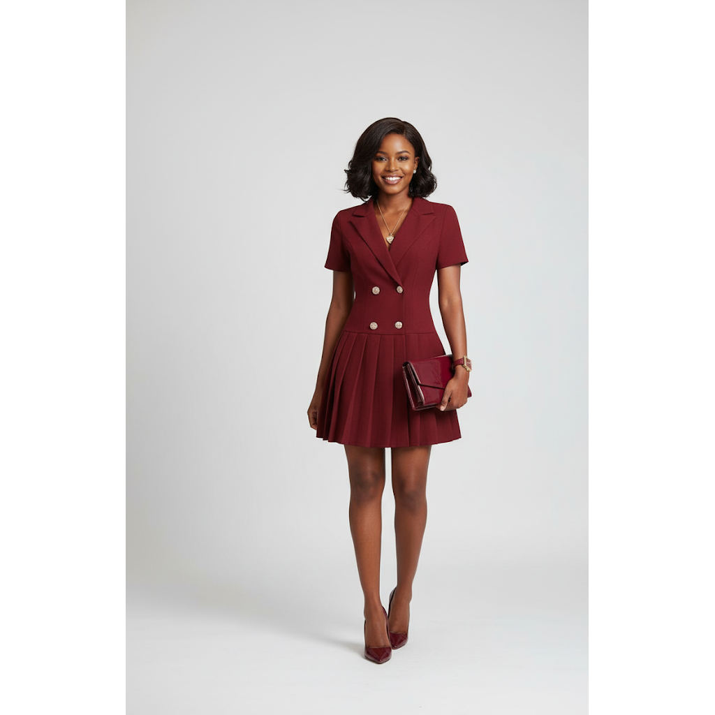 Women's Fashion Short Sleeve Stand Collar Dress