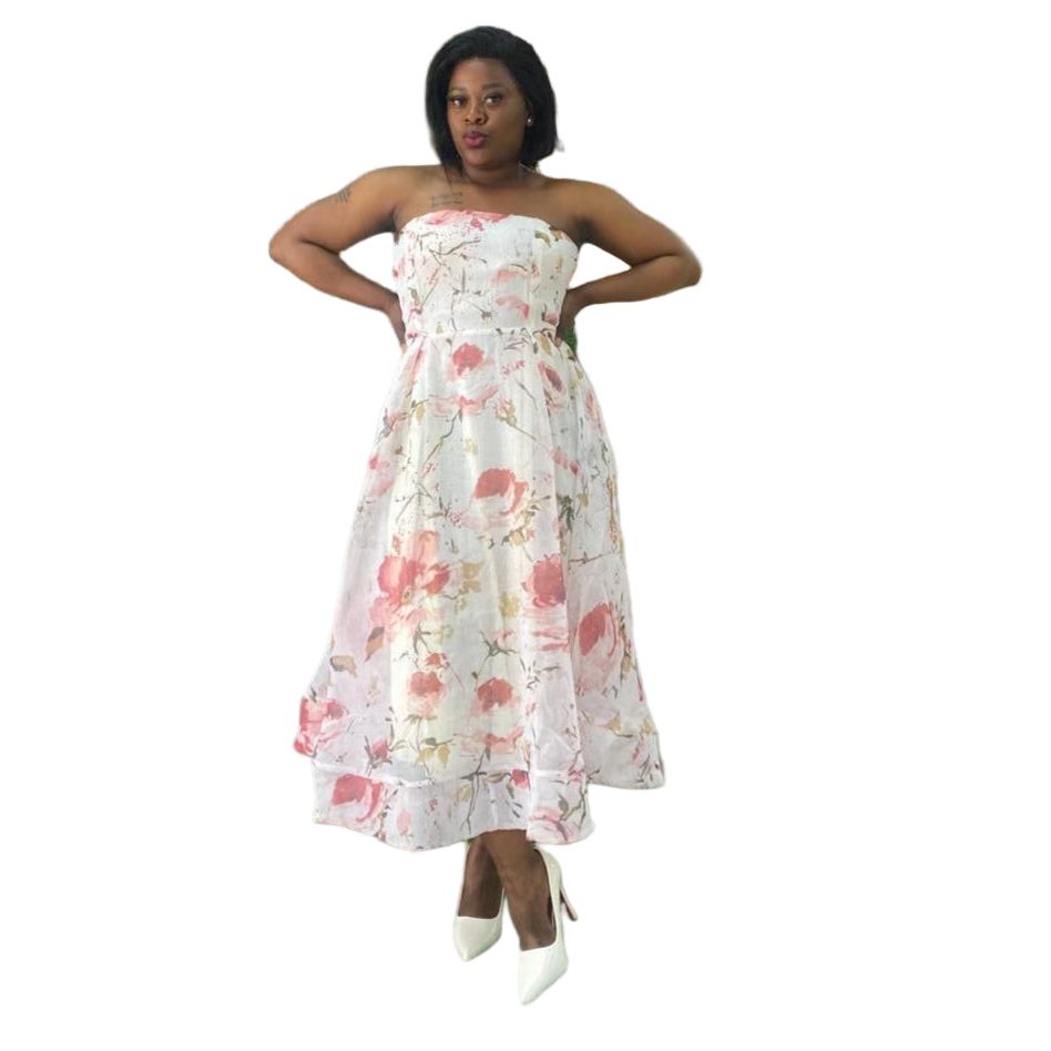 Strapless Floral Maxi Dress