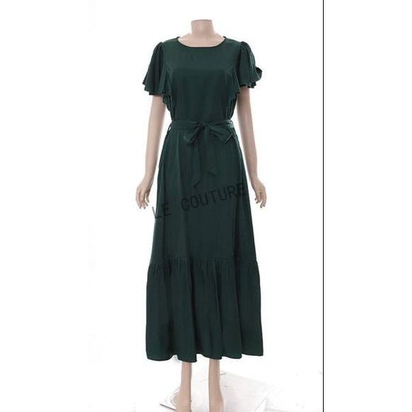 Maxi Short Sleeve Solid Color Dress